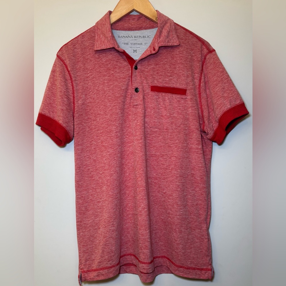 Banana Republic Heathered Red Polo Shirt
